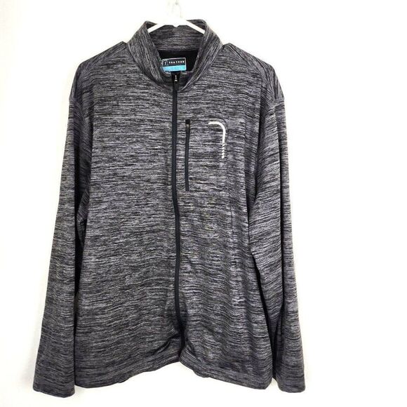 PGA Tour Gray Heather Full Zip Track Jacket Stretch Fabric 3 Pockets Mens L - Picture 1 of 5